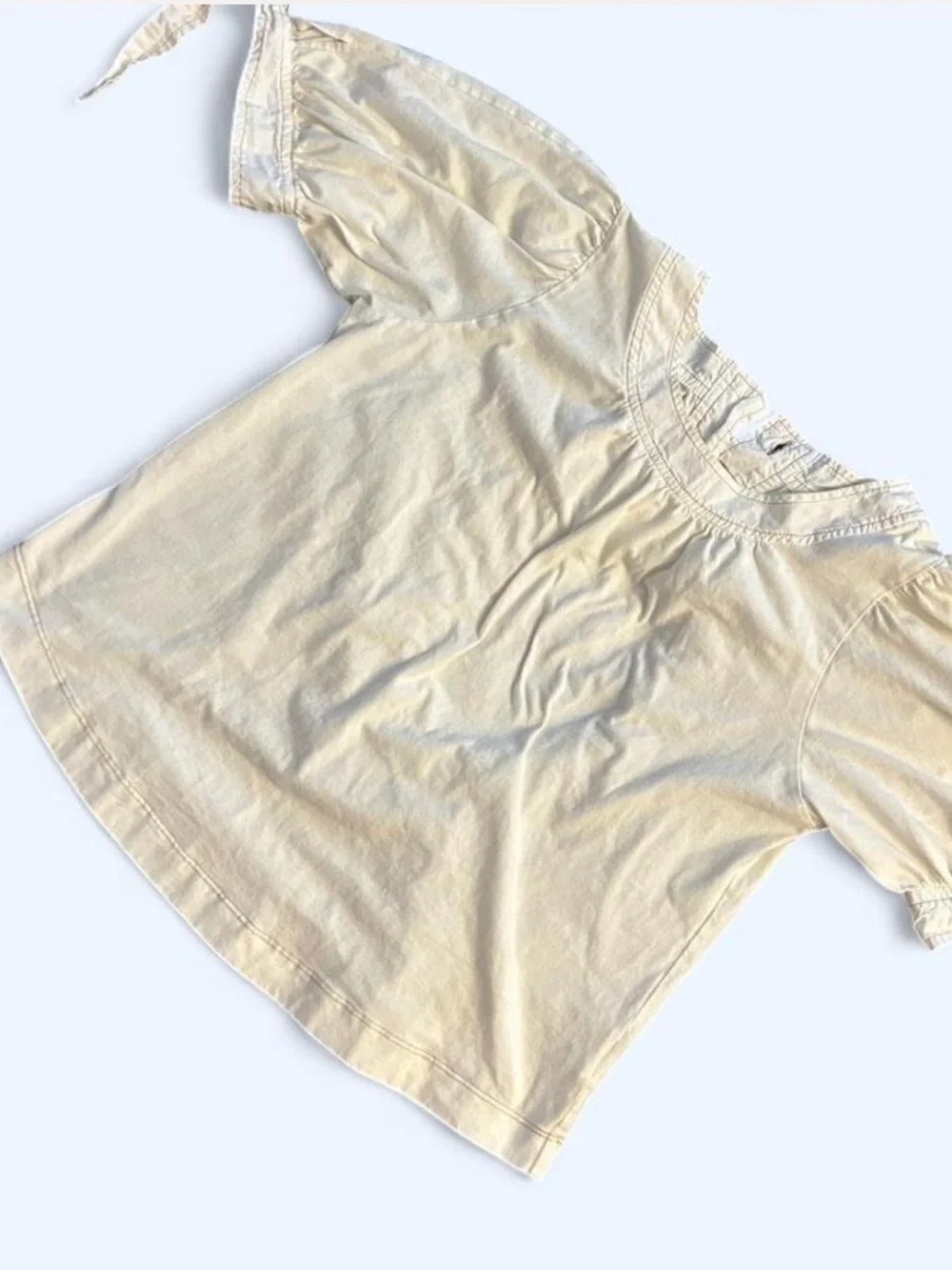 Anthropologie Cream Puff Sleeve Top